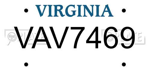 VAV7469 Virginia License Plate