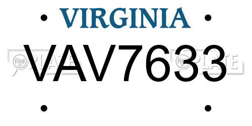 VAV7633 Virginia License Plate