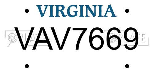 VAV7669 Virginia License Plate