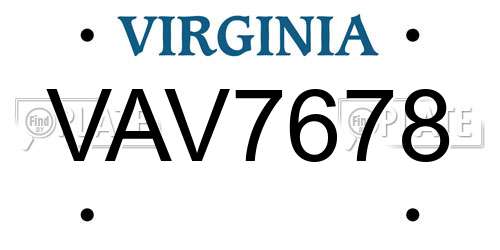 VAV7678 Virginia License Plate