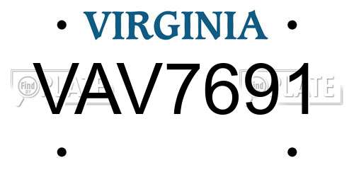 VAV7691 Virginia License Plate