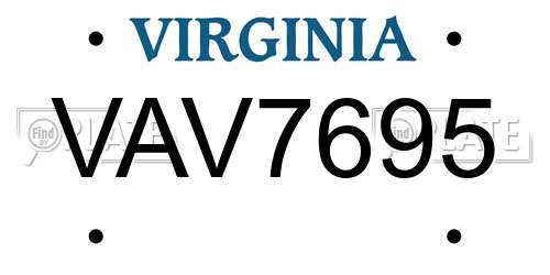 VAV7695 Virginia License Plate