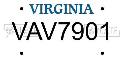 VAV7901 Virginia License Plate