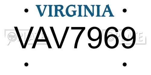 VAV7969 Virginia License Plate