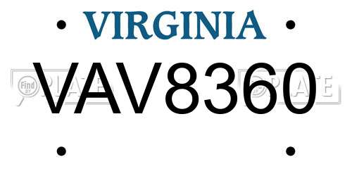 VAV8360 Virginia License Plate