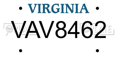 VAV8462 Virginia License Plate