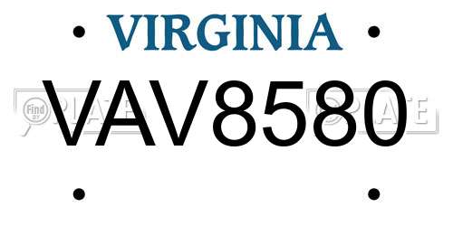 VAV8580 Virginia License Plate