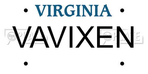 VAVIXEN Virginia License Plate