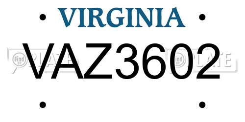 VAZ3602 Virginia License Plate