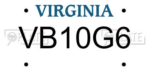 VB10G6 Virginia License Plate