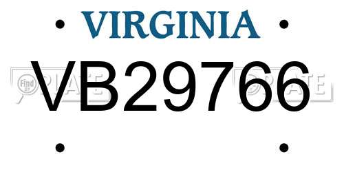VB29766 Virginia License Plate