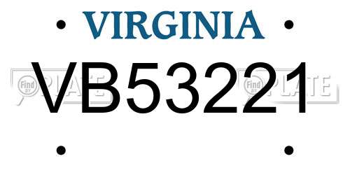 VB53221 Virginia License Plate