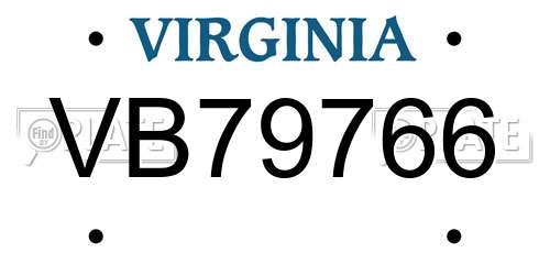 VB79766 Virginia License Plate