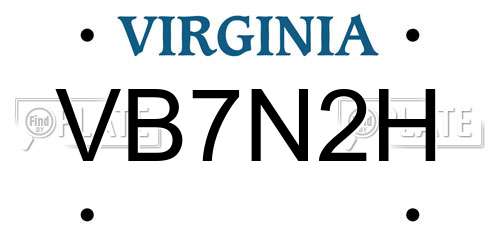 VB7N2H Virginia License Plate