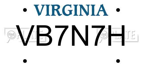 VB7N7H Virginia License Plate