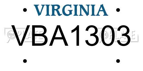 VBA1303 Virginia License Plate
