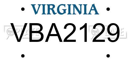 VBA2129 Virginia License Plate