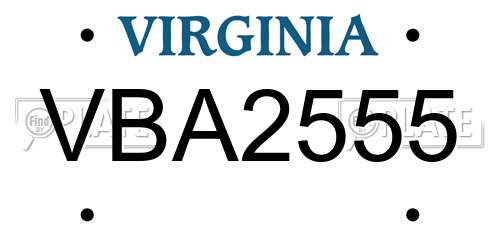 VBA2555 Virginia License Plate