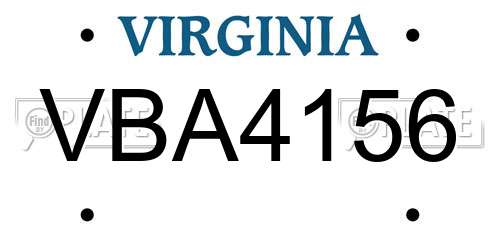 VBA4156 Virginia License Plate