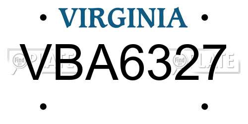 VBA6327 Virginia License Plate