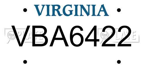 VBA6422 Virginia License Plate