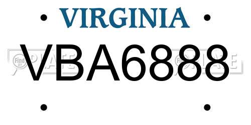 VBA6888 Virginia License Plate