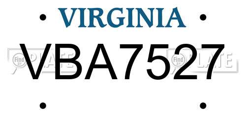 VBA7527 Virginia License Plate
