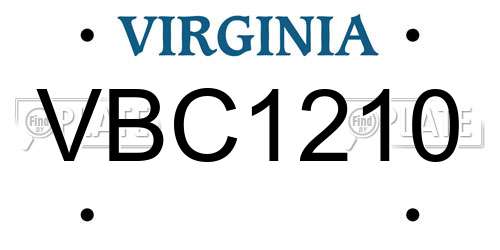 VBC1210 Virginia License Plate