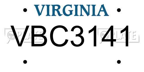 VBC3141 Virginia License Plate