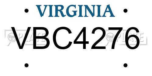 VBC4276 Virginia License Plate