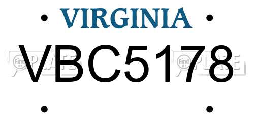 VBC5178 Virginia License Plate