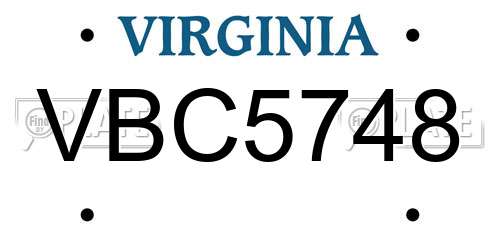 VBC5748 Virginia License Plate