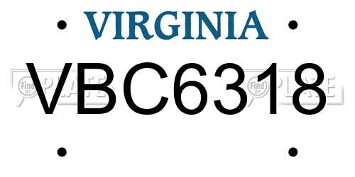 VBC6318 Virginia License Plate