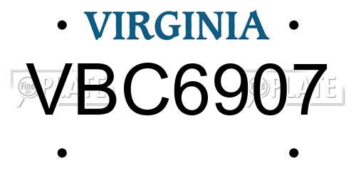 VBC6907 Virginia License Plate