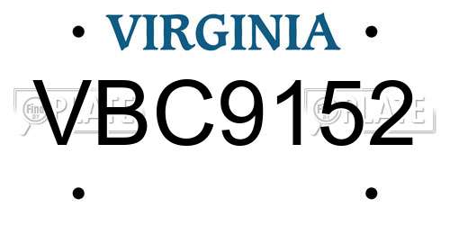 VBC9152 Virginia License Plate