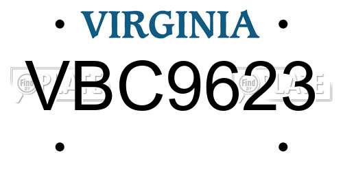 VBC9623 Virginia License Plate