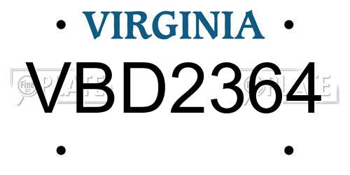 VBD2364 Virginia License Plate