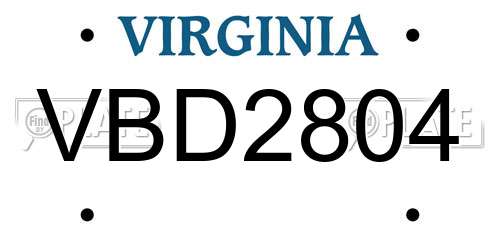 VBD2804 Virginia License Plate