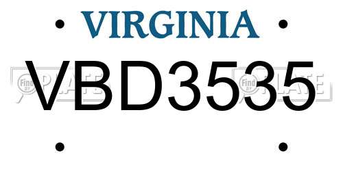 VBD3535 Virginia License Plate