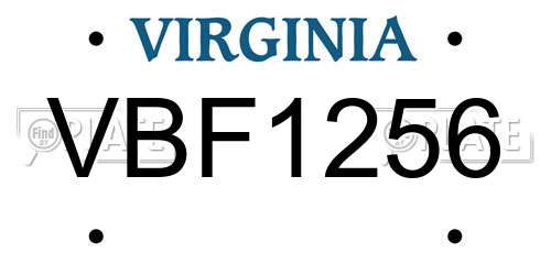 VBF1256 Virginia License Plate