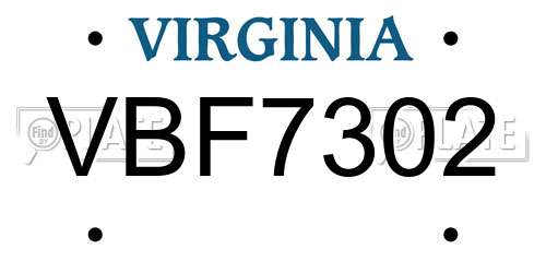 VBF7302 Virginia License Plate