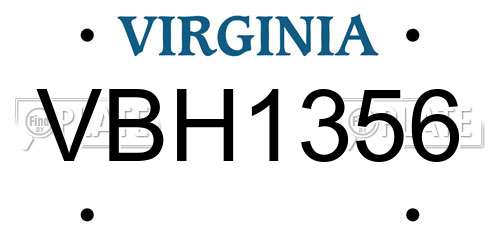 VBH1356 Virginia License Plate