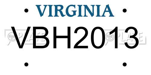 VBH2013 Virginia License Plate