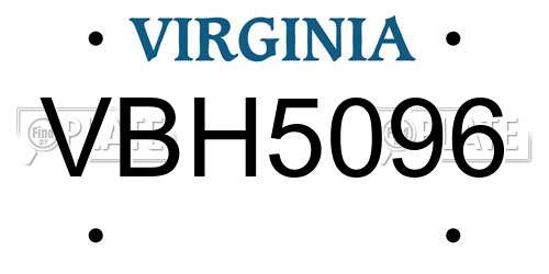 VBH5096 Virginia License Plate