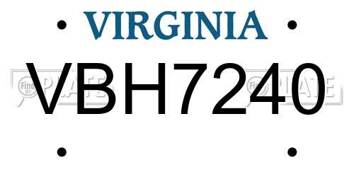 VBH7240 Virginia License Plate
