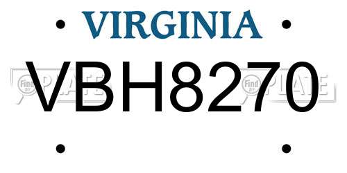 VBH8270 Virginia License Plate