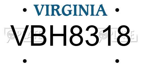 VBH8318 Virginia License Plate