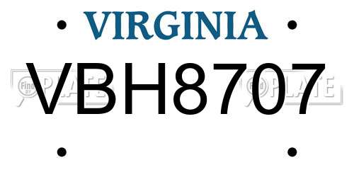 VBH8707 Virginia License Plate