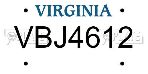 VBJ4612 Virginia License Plate
