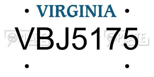 VBJ5175 Virginia License Plate